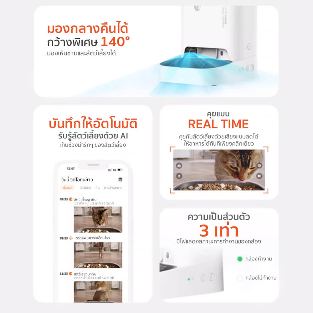 เครื่องให้อาหารสัตว์เลี้ยงอัจฉริยะ PETKIT YUMSHARE DUAL-HOPPER WITH CAMERA 5L_2